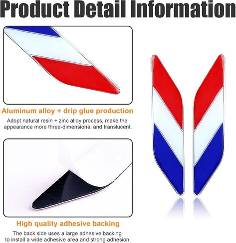 2 PCS 3D France Flag Emblem Badge, Auto Front Fender Badge Sign Emblem, Car Alloy Stickers and Declaration Decals, Universal Exterior Decoration Suitable for All Vehicles (France Flag) in Kuwait