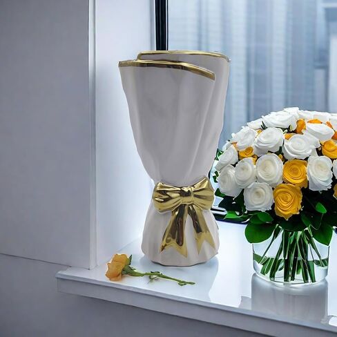 White Bow Flower Vase Ruffle Vase Ceramic Bow Vase for Flowers Coquette Vase for Living Room Bedroom Dining Table Home Decoration Flower Arrangements Wedding in Saudi Arabia
