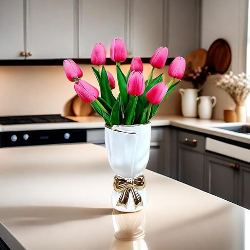 White Bow Flower Vase Ruffle Vase Ceramic Bow Vase for Flowers Coquette Vase for Living Room Bedroom Dining Table Home Decoration Flower Arrangements Wedding in Saudi Arabia