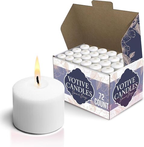 Stock Your Home White Votive Candles, Unscented Votive Candles Bulk Pack (72 Count) 10 Hour Burn Time for Parties and Weddings, Small White Candles, Long Burning Votive Candles in Saudi Arabia