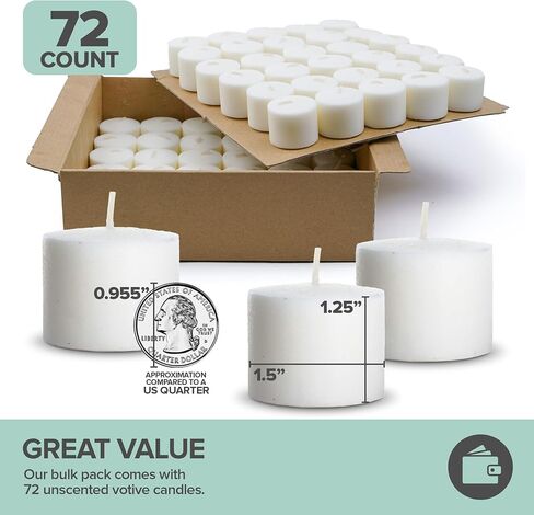 Stock Your Home White Votive Candles, Unscented Votive Candles Bulk Pack (72 Count) 10 Hour Burn Time for Parties and Weddings, Small White Candles, Long Burning Votive Candles in Saudi Arabia