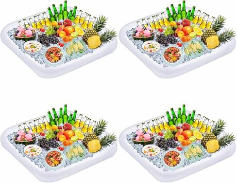 4 قطع من قضبان تقديم الثلج القابلة للنفخ ومبرد الحفلات ومبرد المشروبات للحفلات وحاويات المشروبات الغذائية وصينية الثلج القابلة للنفخ ومستلزمات الحفلات مقاس 23.6 بوصة (صغير) in Kuwait