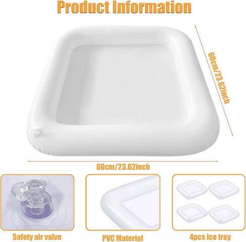 4 قطع من قضبان تقديم الثلج القابلة للنفخ ومبرد الحفلات ومبرد المشروبات للحفلات وحاويات المشروبات الغذائية وصينية الثلج القابلة للنفخ ومستلزمات الحفلات مقاس 23.6 بوصة (صغير) in Kuwait