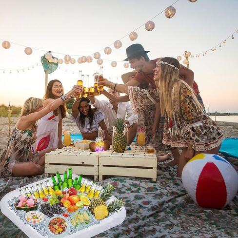 4 قطع من قضبان تقديم الثلج القابلة للنفخ ومبرد الحفلات ومبرد المشروبات للحفلات وحاويات المشروبات الغذائية وصينية الثلج القابلة للنفخ ومستلزمات الحفلات مقاس 23.6 بوصة (صغير) in Kuwait