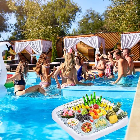 4 قطع من قضبان تقديم الثلج القابلة للنفخ ومبرد الحفلات ومبرد المشروبات للحفلات وحاويات المشروبات الغذائية وصينية الثلج القابلة للنفخ ومستلزمات الحفلات مقاس 23.6 بوصة (صغير) in Kuwait