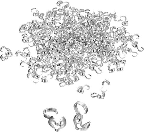 uxcell 200Pcs Open Bead Tips Knot Covers, Metal Clamshell Crimp Fold-Over Calotte Ends Caps for Jewelry Making DIY Crafts (4mm/0.16 Inch Cup, Black) in Saudi Arabia