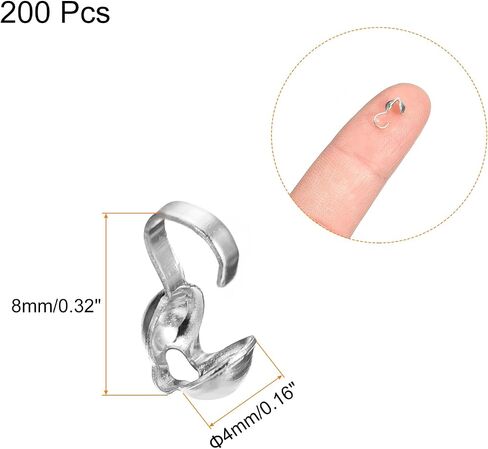 uxcell 200Pcs Open Bead Tips Knot Covers, Metal Clamshell Crimp Fold-Over Calotte Ends Caps for Jewelry Making DIY Crafts (4mm/0.16 Inch Cup, Black) in Saudi Arabia