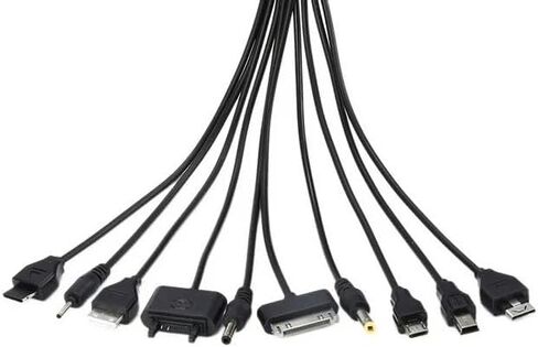 1 قطعة 10 في 1 USB أسود متعدد شاحن كابلات USB للهواتف المحمولة سلك شحن USB 20 سم / 7.87 بوصة USB عالمي إلى متعدد التوصيل كابل شاحن الهاتف الخليوي كابل USB للهواتف الذكية كابل شاحن 7.87 بوصة in Saudi Arabia