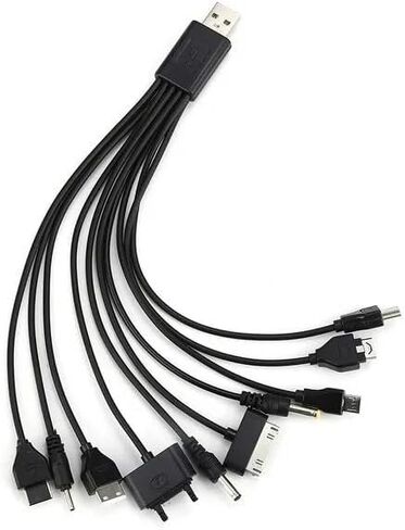 1 قطعة 10 في 1 USB أسود متعدد شاحن كابلات USB للهواتف المحمولة سلك شحن USB 20 سم / 7.87 بوصة USB عالمي إلى متعدد التوصيل كابل شاحن الهاتف الخليوي كابل USB للهواتف الذكية كابل شاحن 7.87 بوصة in Saudi Arabia