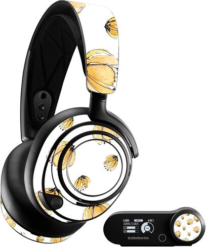 MightySkins Skin Compatible with SteelSeries Arctis Nova Pro - Yellow Poppy | Protective, Durable, and Unique Vinyl Decal wrap Cover | Easy to Apply, Remove, and Change Styles | Made in The USA in Saudi Arabia