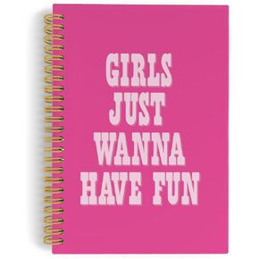 Preppy Pink Spiral Notebook, Preppy Journal, Pink Let’s Go Girls 5.5"x8.3" 164pages Lined Notebooks College Ruled, Pink Preppy Boots Disco Ball Hardcover Notebook for Girls School Supplies
