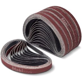 4 x 36 Inch 100 x 915 mm Sanding Belts Set - 15-Pack with 80/120/150/240/400 Grits, Aluminum Oxide Abrasive Belts for Woodworking