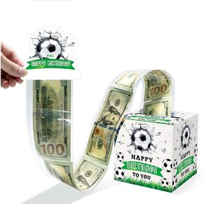 Money Surprise Box for Cash Birthday,Happy Birthday Money Box, Soccer Birthday Money Pull Box with Pull Card and 50 OPP Bags,Money Gift Boxes for Cash,Birthday Gift Box