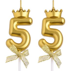 55th Birthday Candles, Rose Gold 55 Year Old Number Birthday Candles, Happy Birthday Party Cake Topper Decoration Gifts for Women Men