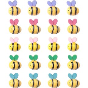 Sowaka 20 Pcs Resin Bee Embellishment Flatback Tiny Cute Honeybee Shape Decoration Supplies for Home Décor Parties Scrapbooking DIY Art Crafting Accessories (Colorful)
