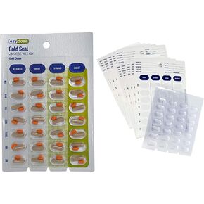 Medication Blister Pack Refill Set Cold Seal - Includes Blister Trays & Cold-Seal Cards - Pill Blister Sizes Regular or Jumbo Blisters (Monthly - Jumbo 5/8" Deep - 50 Pack)