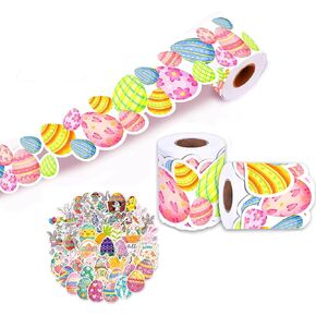 68Ft Easter Egg Bulletin Board Decorations with 50pcs Egg Sticker, Colorful Egg Bulletin Board Borders for Easter Day Party Classroom Chalkboard Wall Decor