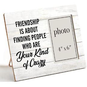 Funny Friend Gifts, Friendship Gifts for Women Friends Men, Coworker Gift, Friendship Wooden Picture Frame Rustic Best Friend Photo Frame for Tabletop or Wall Display (for 4x6 Photo)