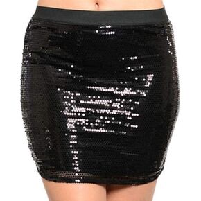 RED DOT BOUTIQUE 909 - Sexy Stretchy Waist Sequin Sequin Fringe Contrast Sequin Trim Short Mini Skirt