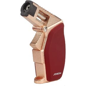 JOBON Torch Lighter Adjustable Firepower Refillable Butane Gas Jet Cigar Lighter with a Gift Box for BBQ Kitchen (Without Gas) (Dark Red)