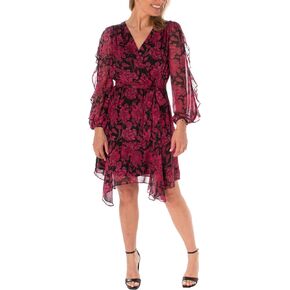 Women's Printed Ruffle Faux Wrap