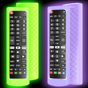 2Pack Case for LG TV Remotes, Remote Cover for LG Smart TV Remote Control AKB75095307 AKB75375604 AKB74915305 Original, Replacement Silicone Skin Sleeve Glow in The Dark Red Blue