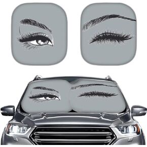 Funny Turtle Driver SUV Windshield Sun Shade, 2 Piece Foldable Car Front Window Sunshades, Sun Visor Protector, Car Interior Decorative Accessories