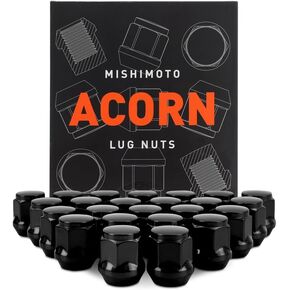 Mishimoto Steel Lug Nuts, M12x1.5, Acorn Seat, 24pc Set, Black
