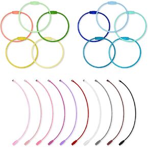 20 Pcs Stainless Steel Loops 6" Cable Key Ring Wire Keychain for Travel Aircraft Luggage Tag Duster-Assorted Colors Tag Keepers for Keys and ID Tag Cable Loop Rings Cable Rings for Keys