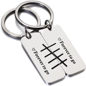 Matching Tally Mark Keychain Gift for Couples on Their 5 6 7 8 10 Years Wedding Husband Wife Gifts Keyring