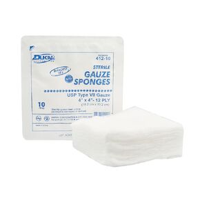Dukal 412-10 Gauze Sponge, Type VII, Sterile, 12-Ply Premium in Hard Trays, 4" x 4", Pack of 1280