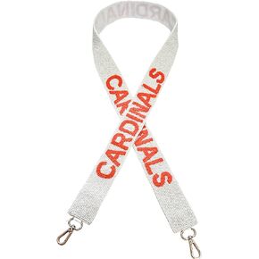 Beaded Purse Strap Arizona Red & White College Game Day Clear Handbag Replacement Strap Stadium Football University 49x1.75" Gold Hardware Clips