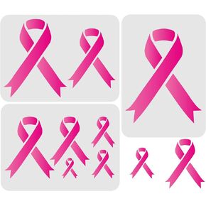 FINGERINSPIRE 3 Pcs Breast Cancer Ribbon Stencil 11.7x8.3 inch Breast Cancer Raise Awareness Ribbon Stencils Reusable Different Sizes Ribbon Painting Stencil Templates for Breast Cancer Event