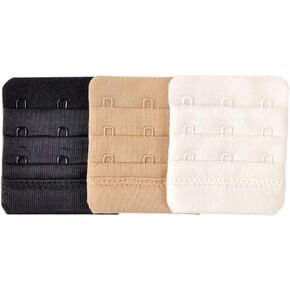 3 Hook Bra Extenders:easily attaches to bras to increase band size during weight gain,pregnancy & maternity,3 pack(white,beige and black) × 2