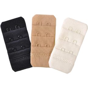 2 Hook Bra Extenders:easily attaches to bras to increase band size during weight gain, pregnancy & maternity,3 pack(white,beige and black) × 2