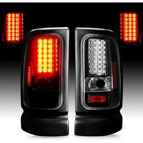 LED Tail Light Assembly + 3rd Third Brake Cargo Lamp Fit for Dodge Ram 1500 94-01, for Dodge Ram 2500 3500 94-02 Rear Taillight & High Mount Stop Light Chrome Housing Smoked Lens, 3 Pcs