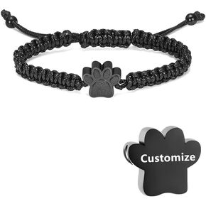 Paw Print Urn Bracelet for Ashes for Women Men of Loved Ones Cremation Jewelry Stainless Steel Keepsake Rope Bracelet