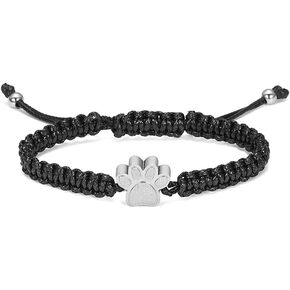 Paw Print Urn Bracelet for Ashes for Women Men of Loved Ones Cremation Jewelry Stainless Steel Keepsake Rope Bracelet