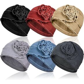 6 Pieces Cotton Chemo Turban Headwear, Soft Cancer Headwear Elastic Chemo Hats for Women with Hair Loss