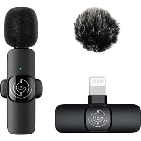 Poegun Professional Wireless Lavalier Lapel Microphone for iPhone, iPad - Omnidirectional Cordless Condenser Recording Mic for Video Interview Podcast YouTube Vlog