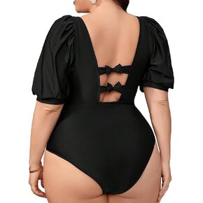 Floerns Women Plus Size One Piece Swimsuits Tummy Control Bathing Suits with Back Bow Decoration
