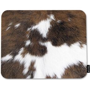 Brown Cowhide Comfortable Mouse Pads Animal Cow Skin Hairy Cattle Fur Non-Slip Rubber Base Mouse Mats for Computers Laptop Mouse for Men Women Boys Girls 9.5X7.9 Inch