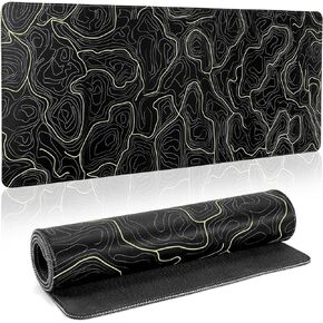 Large Mouse Pad Mat (27.6x11.8 Inch),Topographic Map Gaming Mouse Pad Desk Pad,Extended Mousepad with Non-Slip Base and Stitched Edge,Long Keyboard Mouse Mat Desk Mat for Home Office