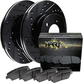 Hart Brakes Front Brakes and Rotors Kit |Front Brake Pads| Brake Rotors and Pads| Ceramic Brake Pads and Rotors - BHCF.61054.02
