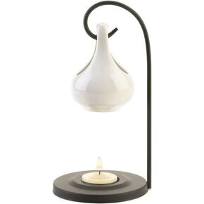 15145 7.75 Inch White Tear Drop Oil Warmer, No Size