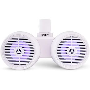 Pyle Dual Waterproof Off-Road Speakers - 6.5" 200W 2-Way Marine Wakeboard Tower Sound System w/LED Light, Full Range Outdoor Stereo Speaker for Car, ATV, UTV, Jeep, Boat, includes Brackets (Black)