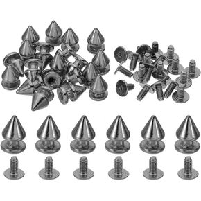 PATIKIL 10mm Studs for Clothing, 20 Sets Studs and Spikes Leather Rivets Cone Spikes Metal Screws Studs for Clothing Leather Crafts Fabric Shoes Punk Bag Leathercraft, 7x10mm, Black