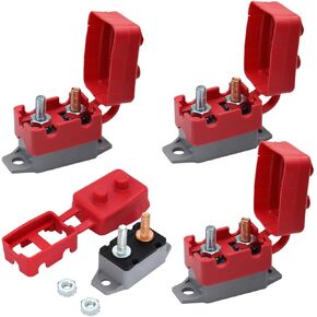 4PCS DC 12V-24V Automatic Reset Circuit Breaker, Current Overload Protector with Cover Stud Bolt for Battery Chargers, Buses, Trucks, Marines, Car Engines and More (40 Amp)