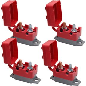 4PCS DC 12V-24V Automatic Reset Circuit Breaker, Current Overload Protector with Cover Stud Bolt for Battery Chargers, Buses, Trucks, Marines, Car Engines and More (40 Amp)
