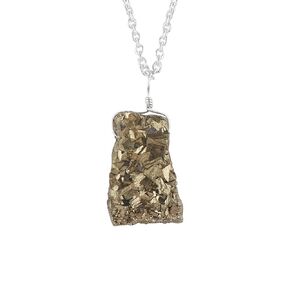 Thecraftman Natural Pyrite Necklace, Raw Gemstone Pendant Necklace, Genuine Rough Gemstone, Birthstone, Gift for Her, Healing Stone, 18 Inch